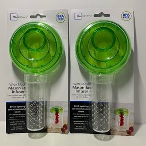 2 Wide Mouth Mason Jar Infusers Bpa Free drink opening can accommodate straw